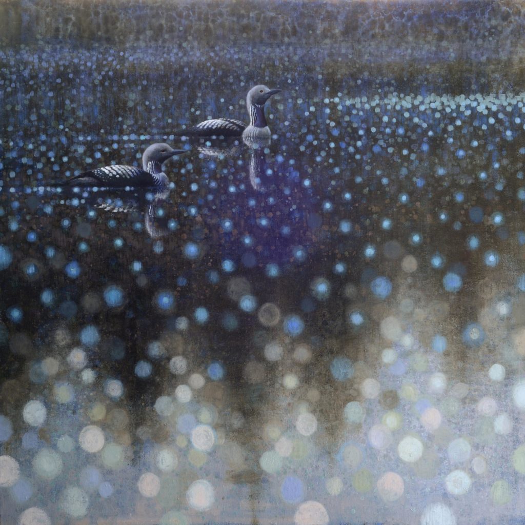 Pacific Loons<br>
oil on linen<br>
51 x 51 inches<br>
SOLD