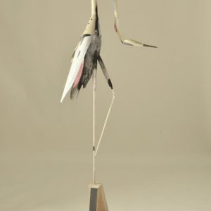 Bird #74, wood, paint, and mixed media, 73.5 x 12 x 28 inches, $8,500