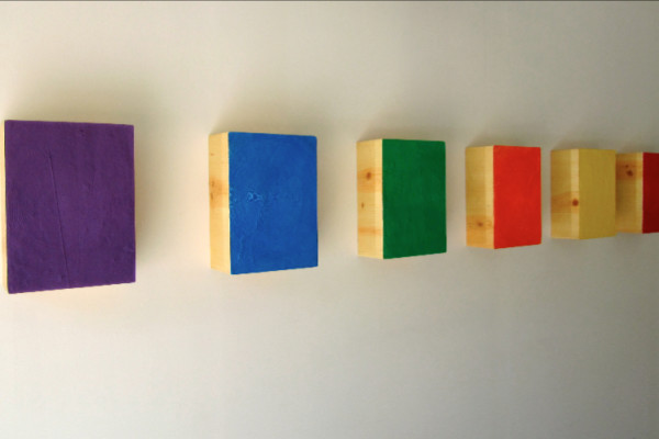 Roster, acrylic on six stretched canvases, 14.5 x 10.5 x 5.5 inches (each), $40,000