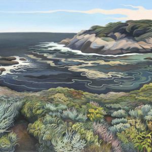 Phyllis Shafer,
Headland Cove, Point Lobos,
oil on linen,
18 x 46 inches,
SOLD