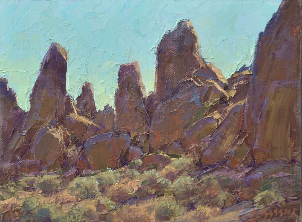Pinnacles, oil on panel, 6 x 8 inches