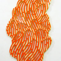 Linda Fleming, Orange Veil, powder-coated steel, 80 x 45 x 2 inches