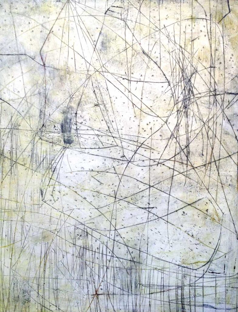 Mark Perlman, Raceway, encaustic on panel, 60 x 48 inches, $9,000