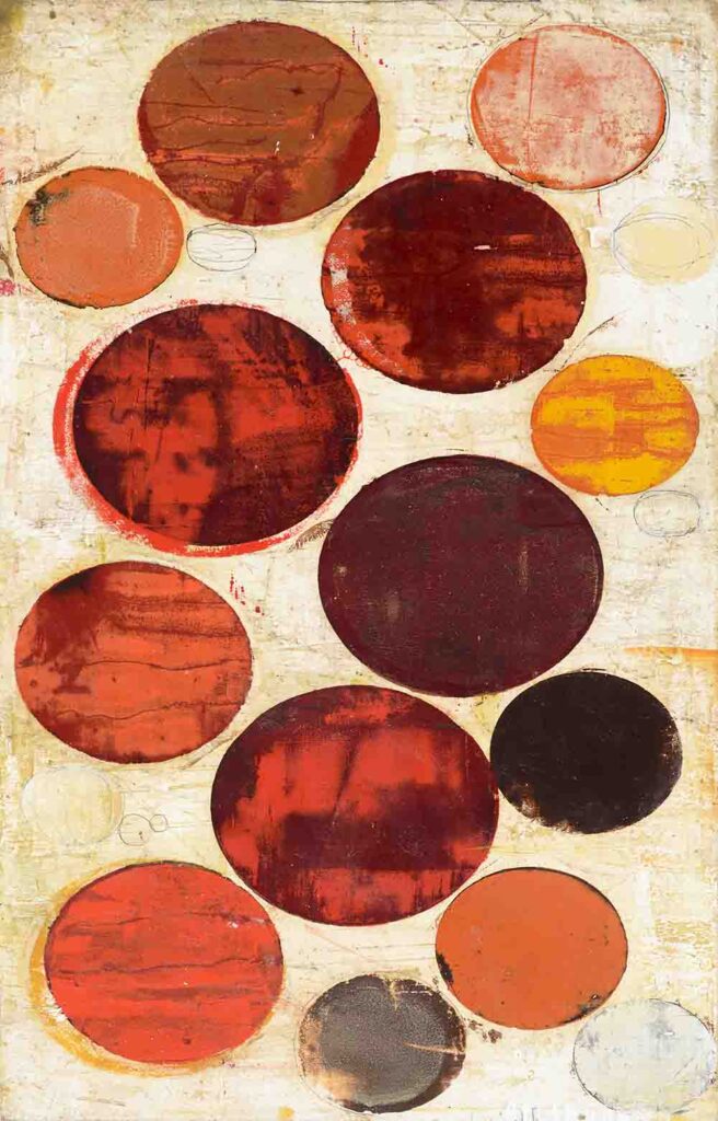 John Belingheri, Navigate Red, mixed media on paper, 28.5 x 18 inches, $2,200