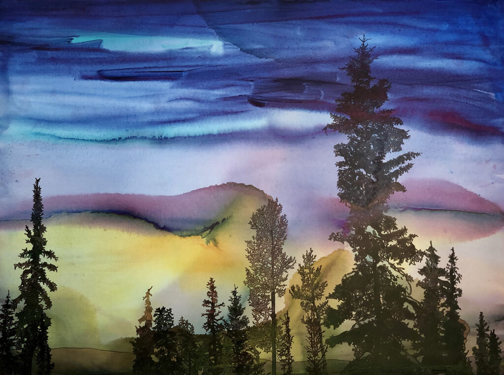 Kesler Woodward, Auguries, acrylic on canvas, 36 x 48 inches, $7,500