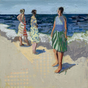 Linda Christensen, Beach Below, oil on canvas, 18 x 18 inches, SOLD