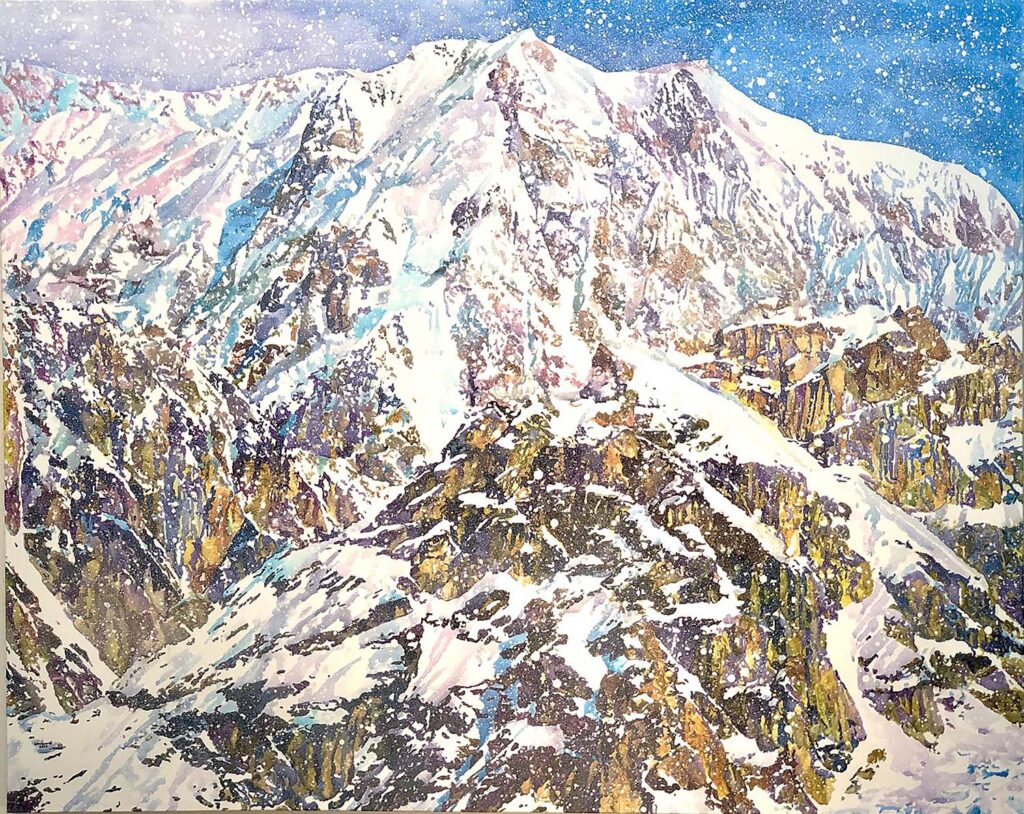 Kesler Woodward, Snow Country, acrylic on canvas, 48 x 60 inches, $12,500