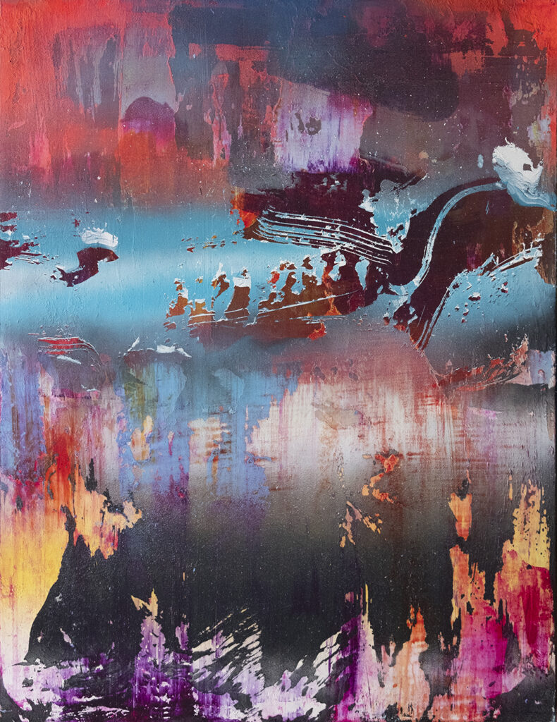 Chris Trueman, CS-1, acrylic and acrylic spray paint on Yupo, mounted to sintra, 28 x 20 inches, $3,800