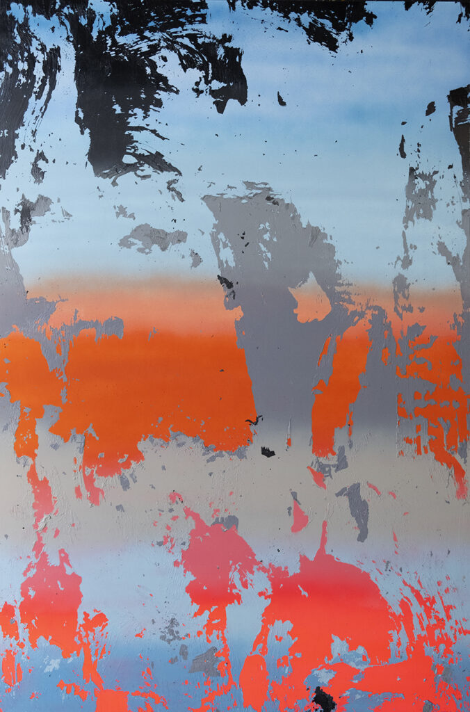 Chris Trueman, NKS, acrylic and acrylic spray paint on Yupo, mounted to sintra, 42 x 30 inches, $5,000