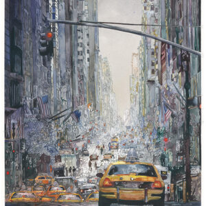 NYC Taxi, watercolor, 29 x 21 inches, SOLD