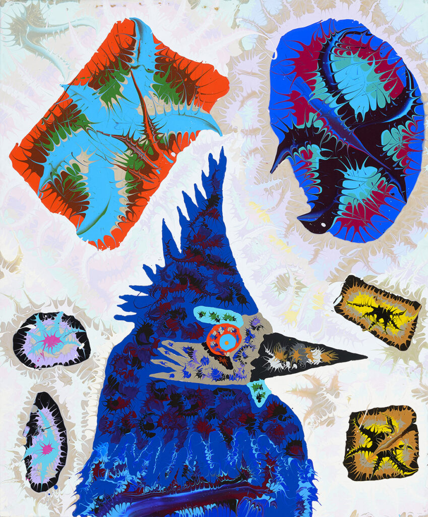 Joe Fay, Steller's Jay, acrylic on canvas, 36 x 30 inches, $3,000