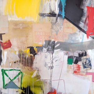 Art School, mixed media collage on canvas, 48 x 36 inches