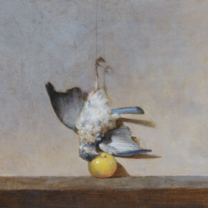 Bluebird and Pale Yellow Plum, oil on board, 9.75 x 12.25 inches, $4,750