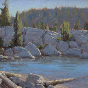 Jean LeGassick, Blue Lake Blues, oil on canvas board, 8 x 10 inches, SOLD