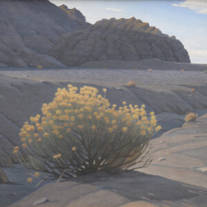 Jeff Nicholson, Morning Rock and Rabbitbrush, oil on canvas panel, 12 x 16 inches, $3,000