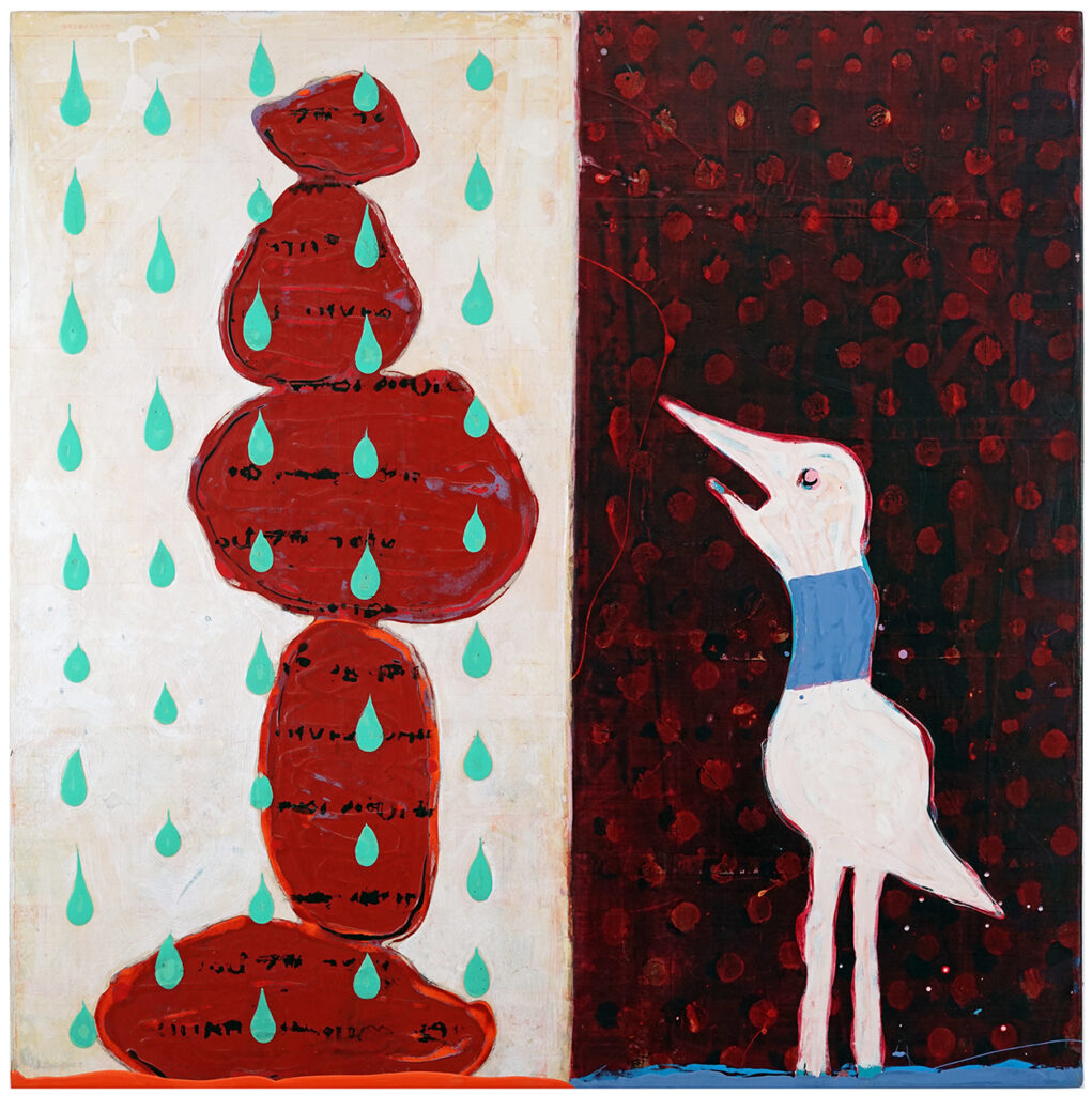 She Can't Go Back, mixed media on panel, 48 x 48 inches