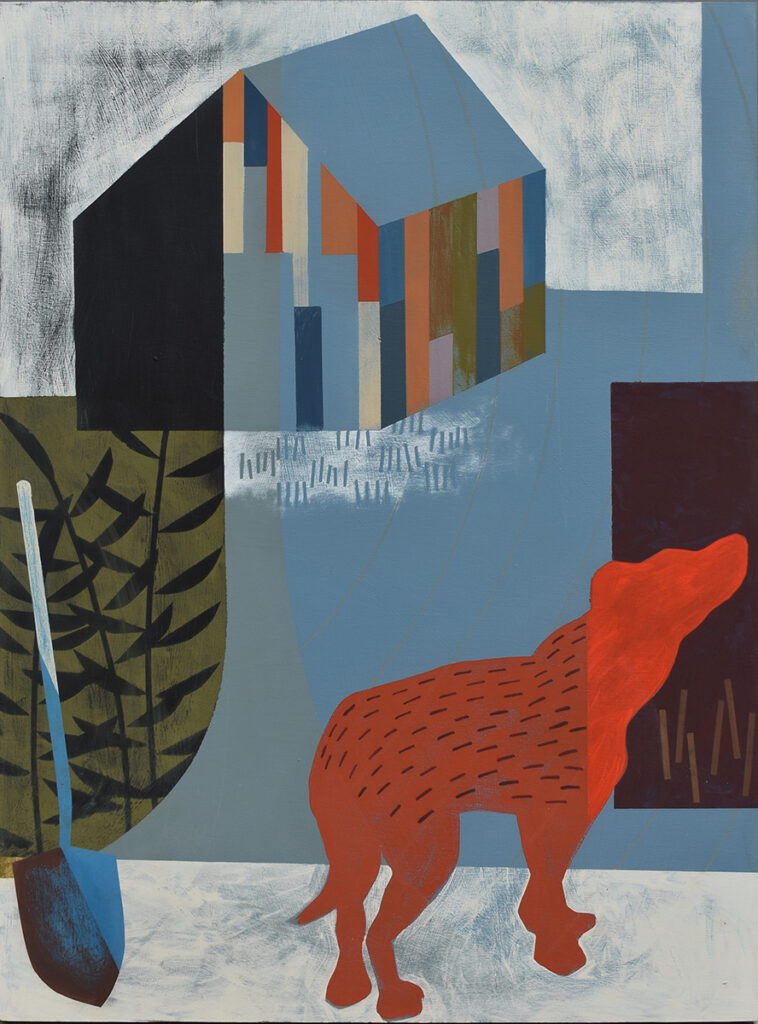 Moving to the Country, mixed media on panel, 40 x 30 inches, $3,300