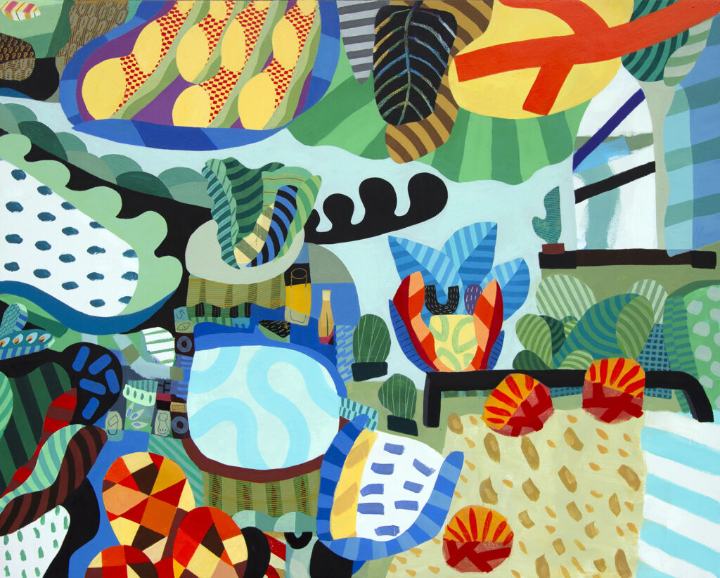 Cours Saleya, acrylic on panel, 48 x 60 inches, $5,000