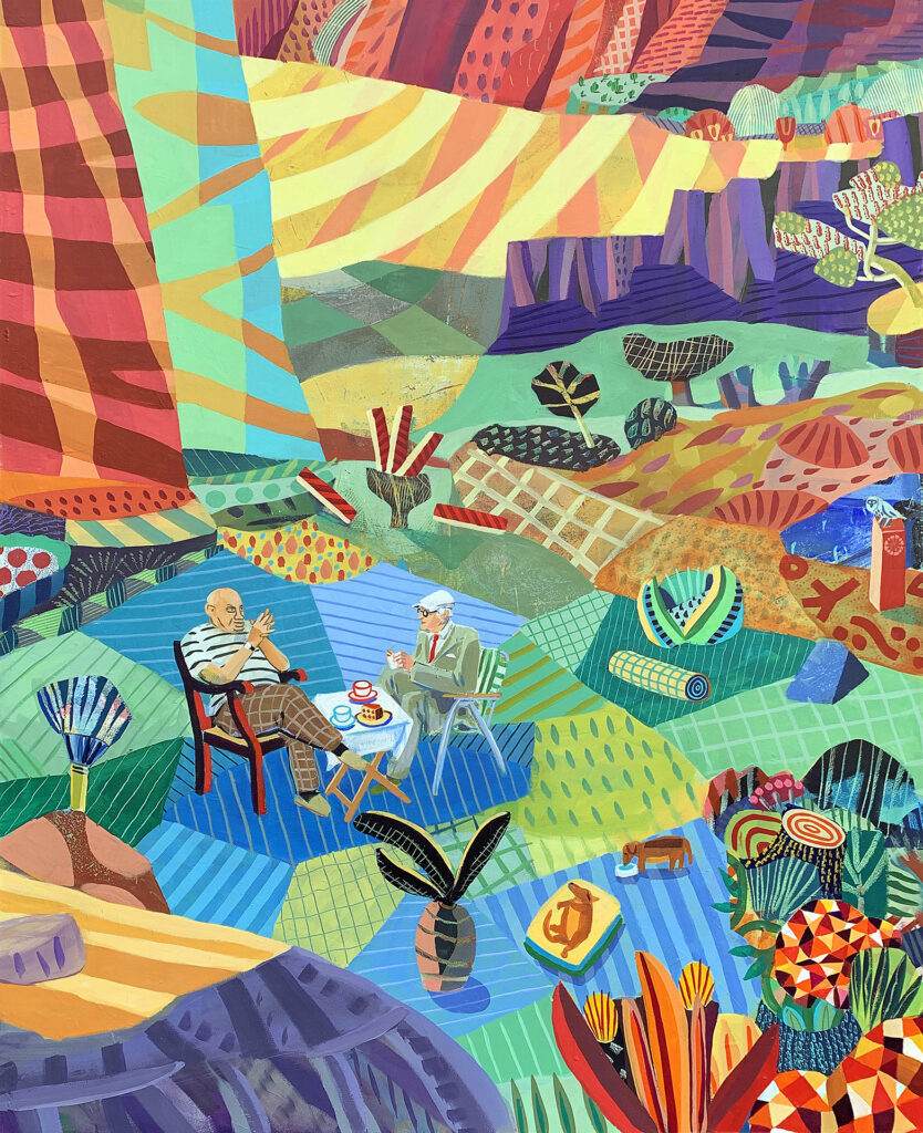 Late Lunch, acrylic on panel, 60 x 48 inches, SOLD
