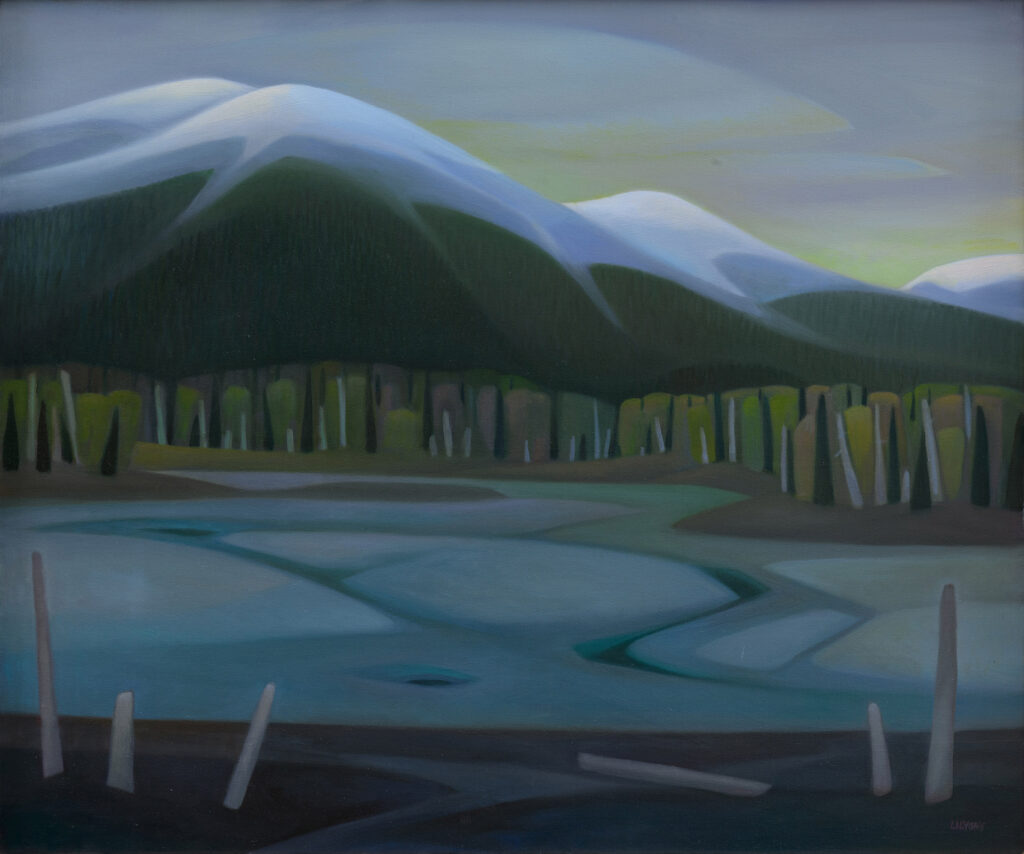 Linda Infante Lyons, Breakup on Portage Pond, oil on canvas, 30 x 36 inches, $5,000