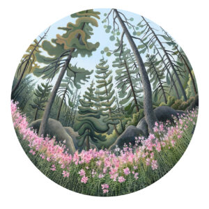 Fire Weed, oil on wood panel, 16 inches diameter, SOLD