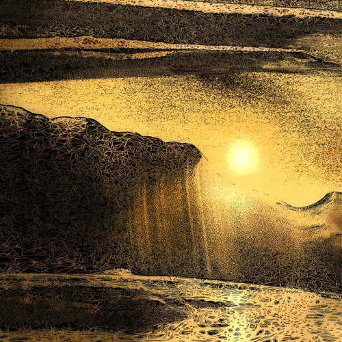 Red Desert Sunrise, chemigram, 20 x 16 inches, SOLD