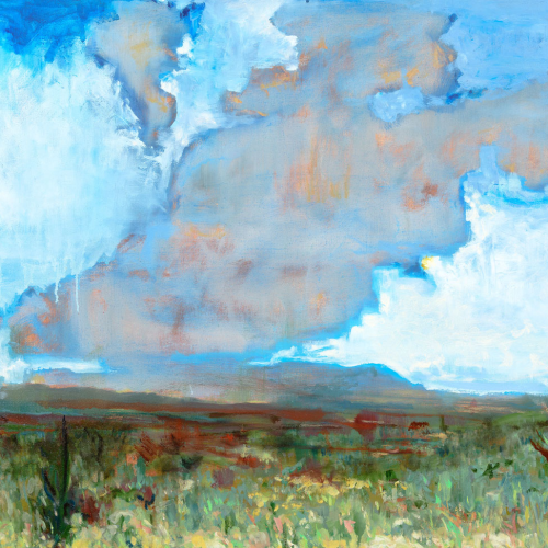 Mountains Become Clouds Over Green Fields, oil on canvas, 24 x 30 inches, $2,000