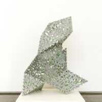 Eddies, stainless steel and powder-coat, 47.5 x 40 x 40 inches