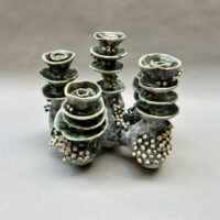 Fruiting Bodies, ceramic and nichrome wire, 13 x 13 x 8 inches
